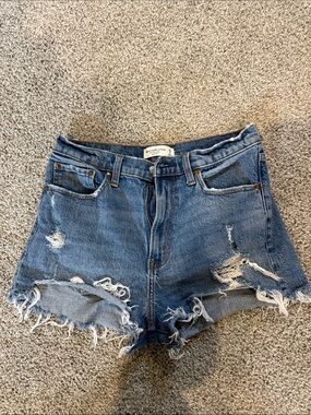 Abercrombie & Fitch Distressed Denim Shorts - Blue